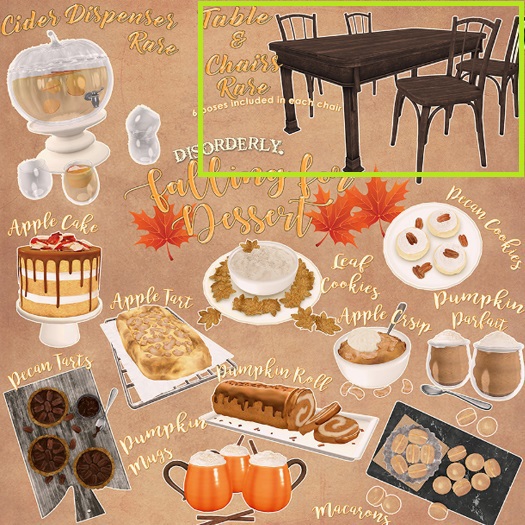 DISORDERLY. / Falling for Desserts / Table & Chairs / RARE