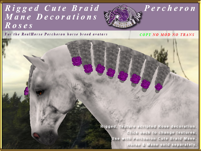 *E* Cute Braided Mane Trim Roses [BOXED] RH Percheron