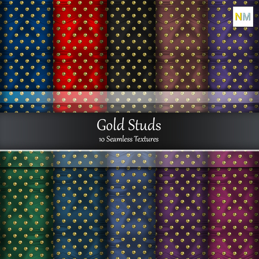 Gold Studs 10 Silk Fabric Textures Softened Wrinkles NM Golden Satin Print Fabrics