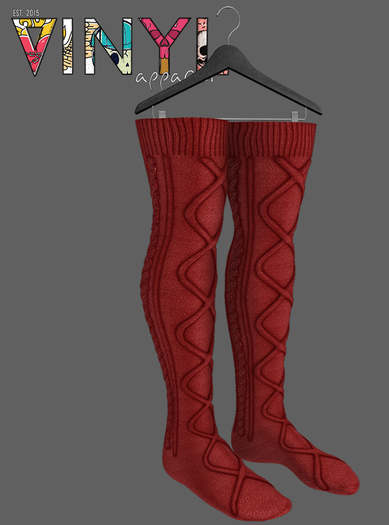 Vinyl - Arin Cable Knit Socks Pak Red