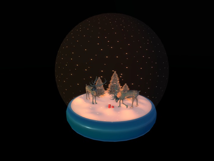 Mesh Snow Globe With Reindeer&animated snowflakes&light,resizeable