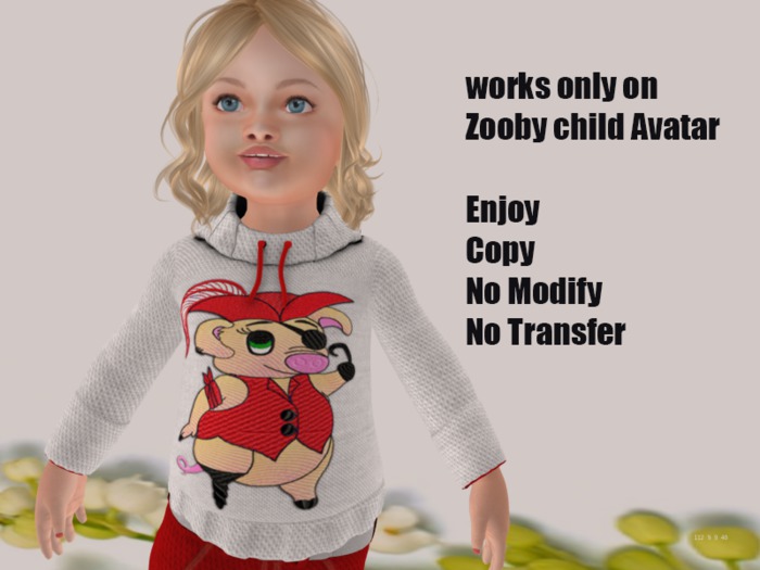 Smart Kidds-White/Red Pirate Ribbed Sweater -Zooby AV Only(Box)