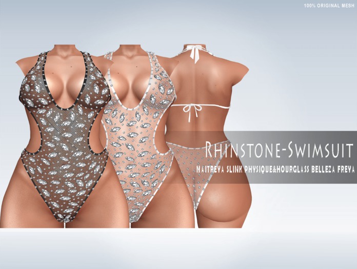 iS Rhinestone Swimsuit BLACK/WHITE [WEAR ME]