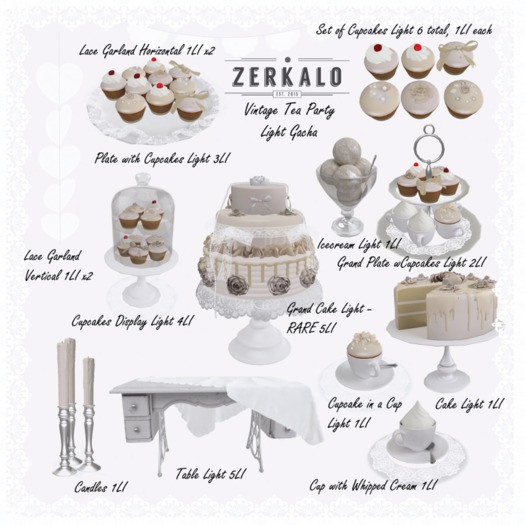 [ zerkalo ] Vintage Tea Party - Plate with Cupcakes Light