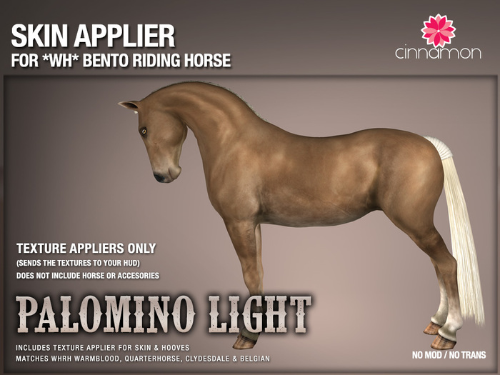 *CINNAMON* Skin applier - PALOMINO LIGHT - for the *WH* Riding Horse