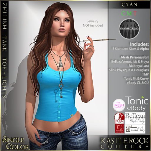 :KR: Zhi Linh Tank -Lights- Cyan  (Wear to Unpack)