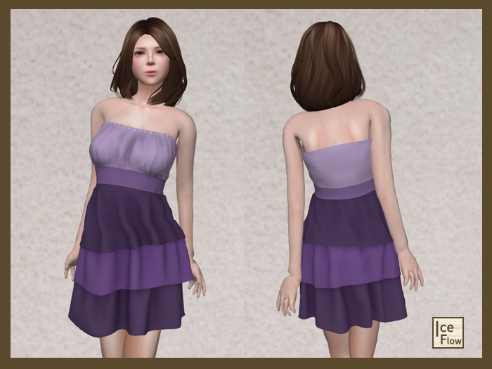 *Ice Flow* AF53 Mesh Purple Strapless Dress