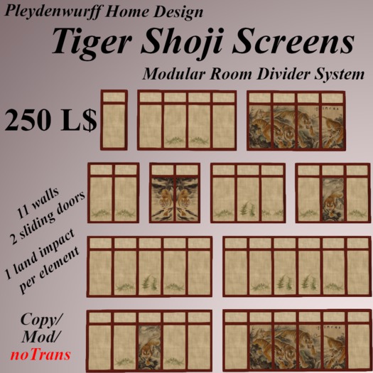 .PHD. Red/Tiger Shoji Screens (Boxed)