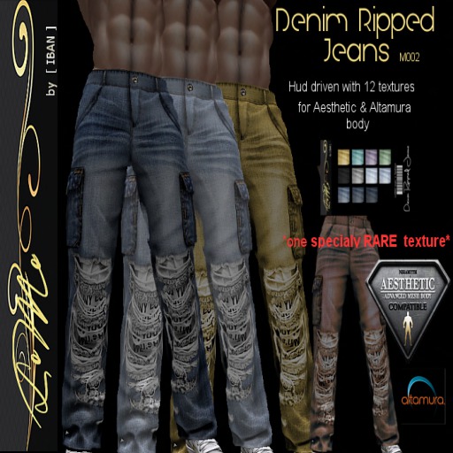 [ IBAN ] M002 MESH PROMO ! DENIM RIPPED JEANS AESTHETIC