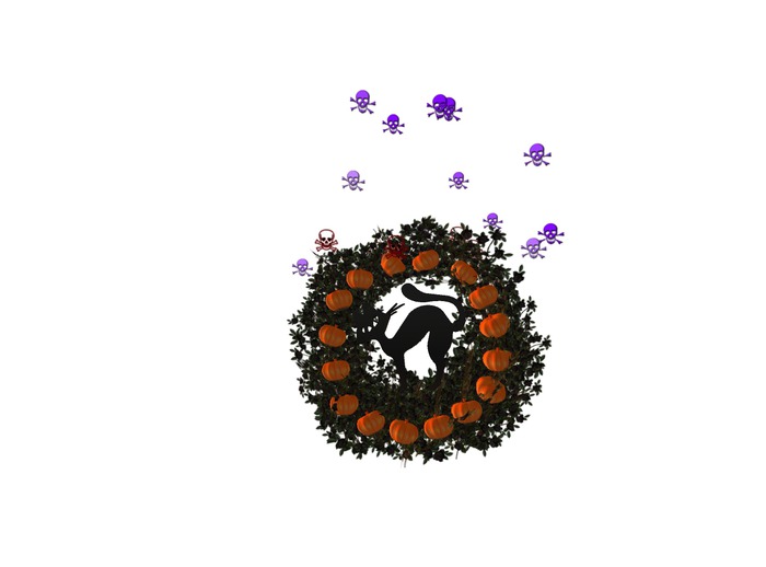 Hallowen Wreath  Pumpkins and Cat