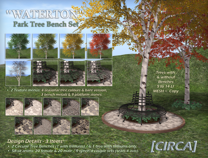 [CIRCA] - "WATERTON" Park Tree Bench Set