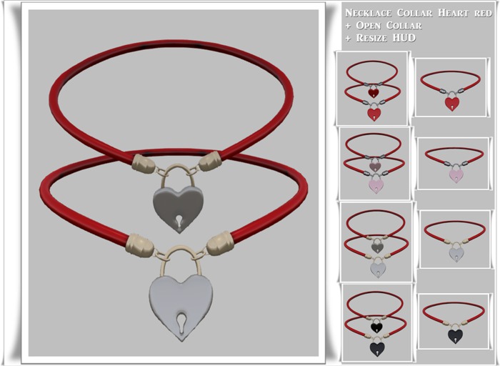 Necklace Collar Heart red + Open Collar