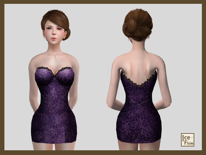 *Ice Flow* AF12 Purple Flower Dress 