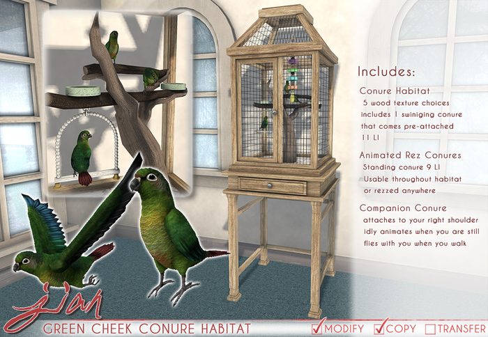 JIAN Green Cheek Conure Habitat BOX (Wear to unpack)