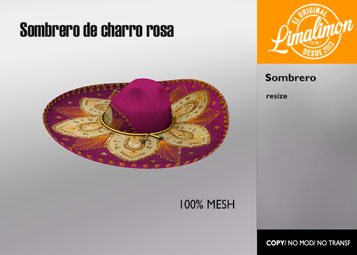 [LimaLimon] Sombrero Charro Rosa v2018