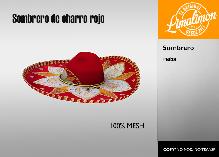 [LimaLimon] Sombrero Charro Rojo v2018