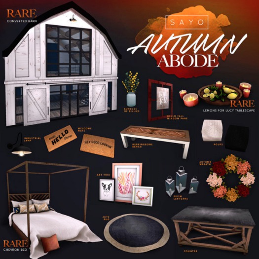 SAYO - Autumn Abode Gacha - Hello Fall Window Sign - COMMON
