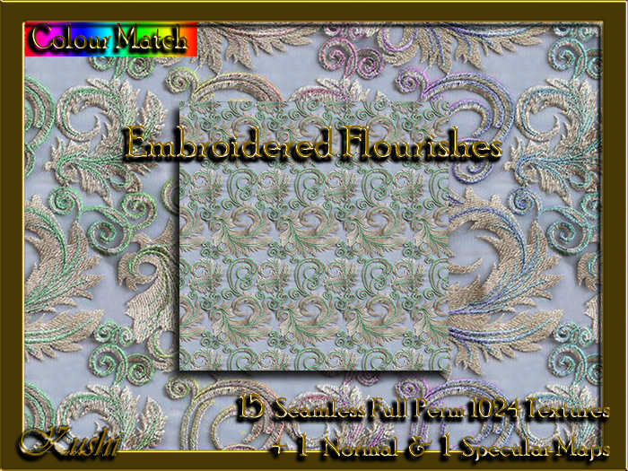 !Kushi! EmbroideredFlourishes Textures -WEAR TO UNPACK