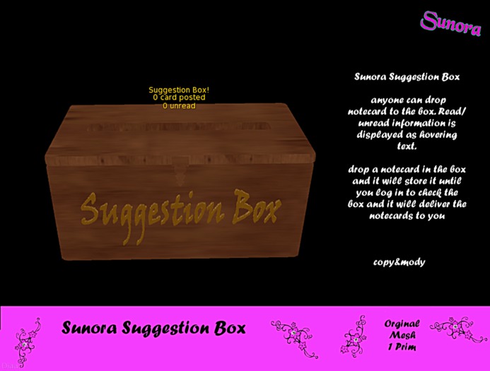 Sunora Suggestion Box