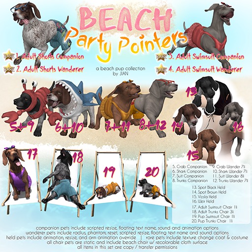 JIAN Beach Party Pointers 19. Pup Swimsuit Chair EP