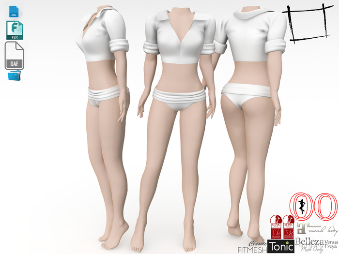 Dae Obj FBX Flaring Collar Open Chest Tucked In Shirt Maitreya,Slink, Belleza, Tonic, Ocacin