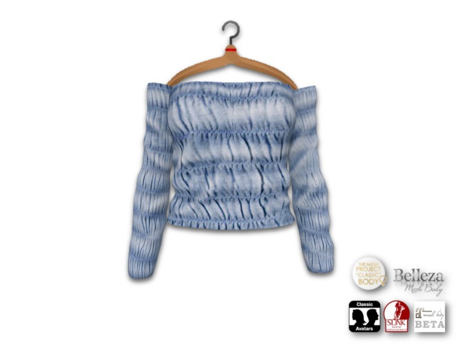 {amiable}Mesh Shirring Top03