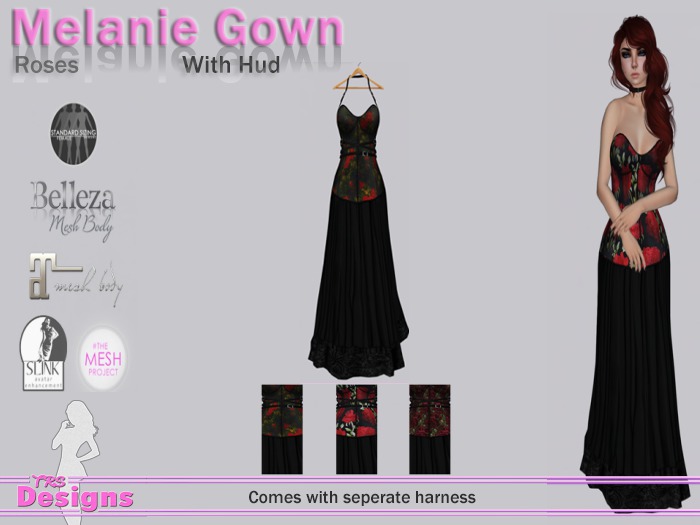 Melanie Gown With Hud Roses