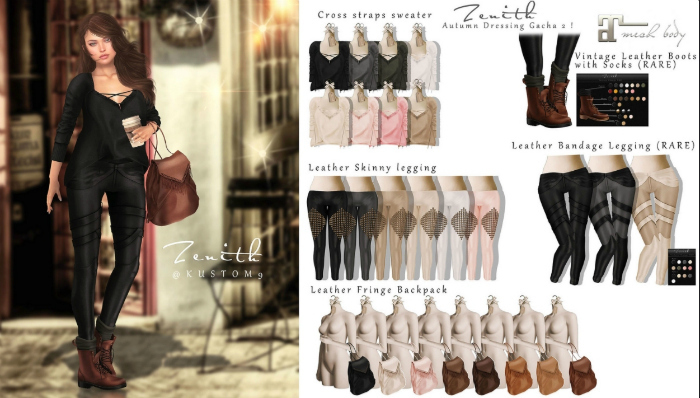 =Zenith=Leather Fringe Backpack (Milk)