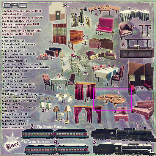 8 -DRD- AE - Train Car - Half Table Set 