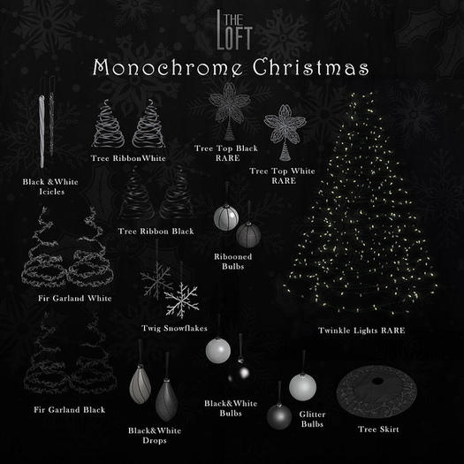 The Loft - Monochrome Christmas Drops Black & White