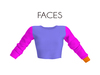 Faces one arm rolled up long sleeves round neck cropped biker top