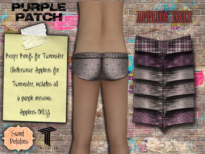 < SP > Boxer Briefs for Tweenster Girls - PURPLE PATCH