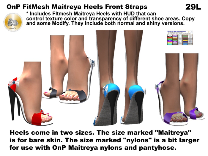 OnP Mesh Maitreya Heels Front Strap