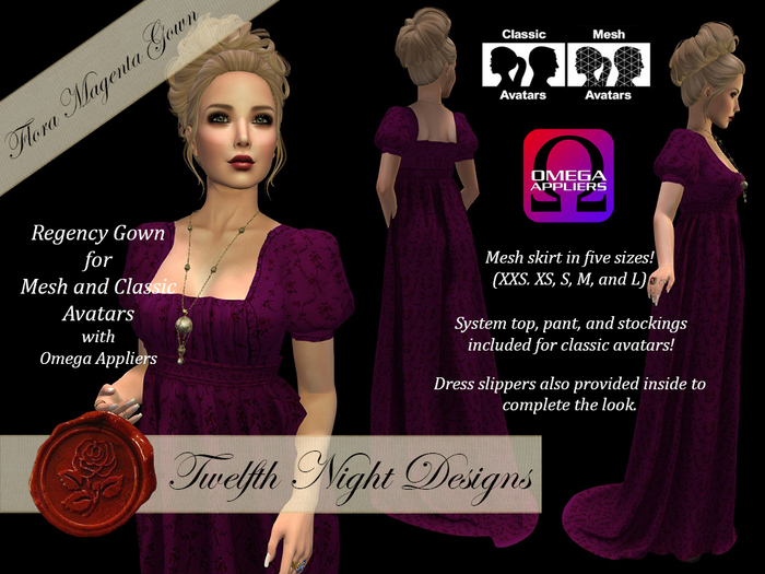 Flora Magenta Regency Gown