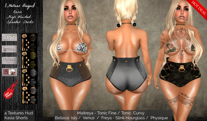 {Hellens} High Waisted Spandex Shorts Kasia Maitreya Tonic Fine Tonic Curvy Hourglass Physique Isis Venus Freya 001