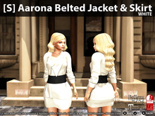 [S] Aarona Belted Jacket & Skirt White