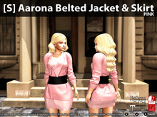 [S] Aarona Belted Jacket & Skirt Pink