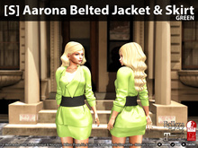 [S] Aarona Belted Jacket & Skirt Green