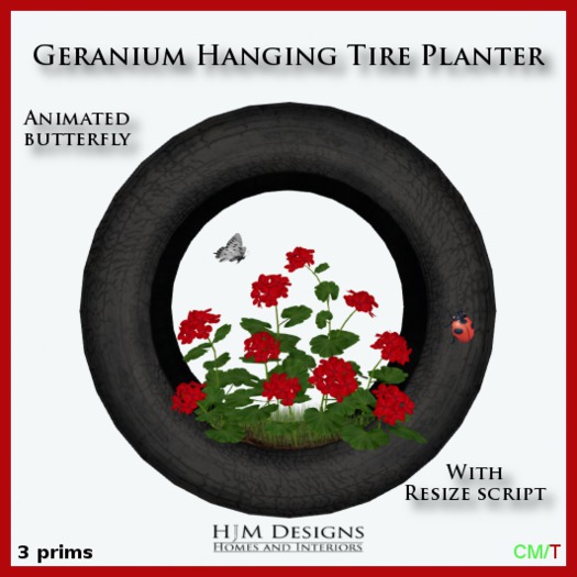 Geranium Hanging Tire Planter