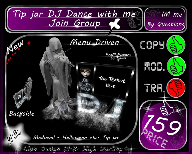 Second Life Marketplace - * DJ Tip jar * Dance with me * Join Group