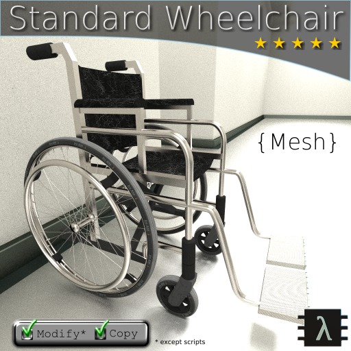 Second Life Marketplace Standard Wheelchair [MESH] [Vehicle] Model S100