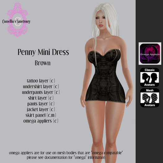 ::C S:: Penny Mini Dress Brown With OMEGA Appliers!
