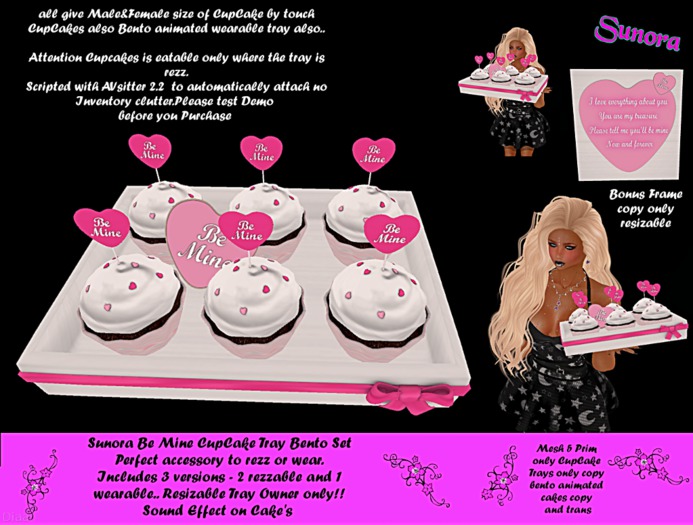 Sunora Be Mine CupCake Tray Bento Set