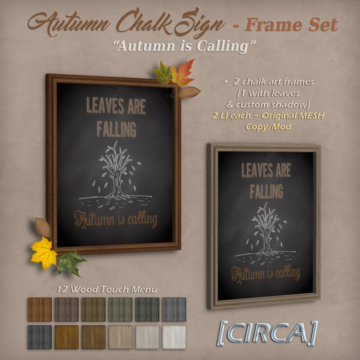 [C.] Pkg - Autumn Chalk Sign - Frame Set - "Autumn is Calling"