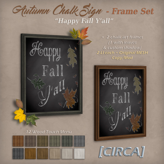 [CIRCA] - Autumn Chalk Sign - Frame Set - "Happy Fall Y'all"