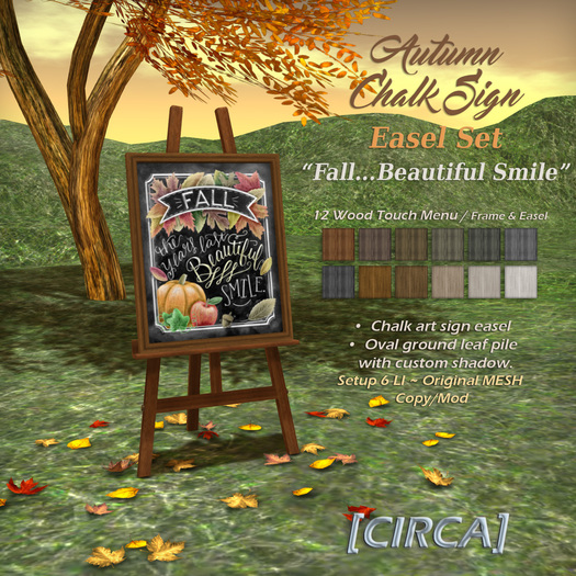 [C.] Pkg - Autumn Chalk Sign - Easel Set-"Fall Beautiful Smile"