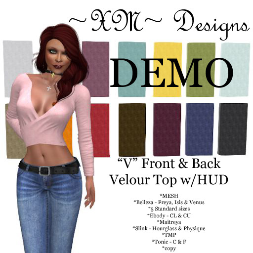 ~XM~ DEMO "V" Front & Back Velour Top w/HUD
