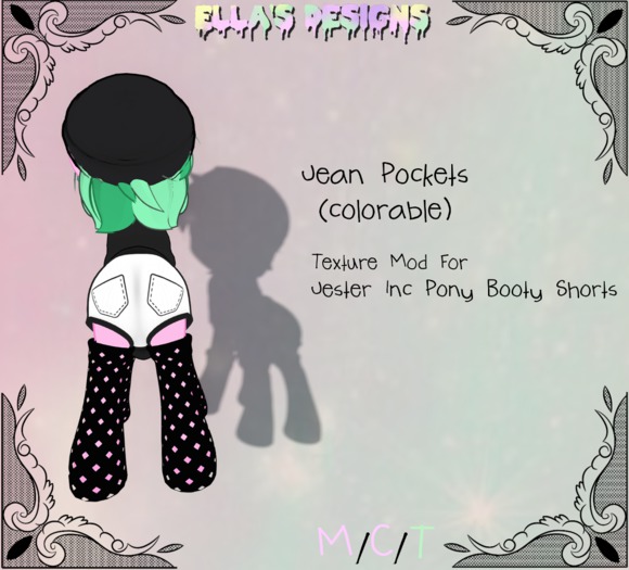 [ED] Flower Pony Booty Shorts Jean Pocket Mod