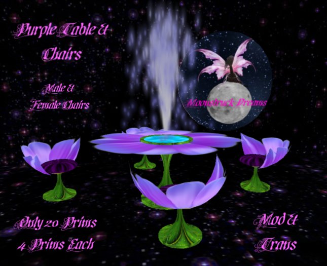Purple Table & Chairs