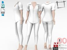 WC714 Rolled Sleeves Open Chest Shirt Leggings Outfit Devkit